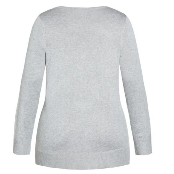 NWT City Chic Evans 22/24 Grey 'Season's Tweetings' Christmas Holiday Sweater - Picture 2 of 11